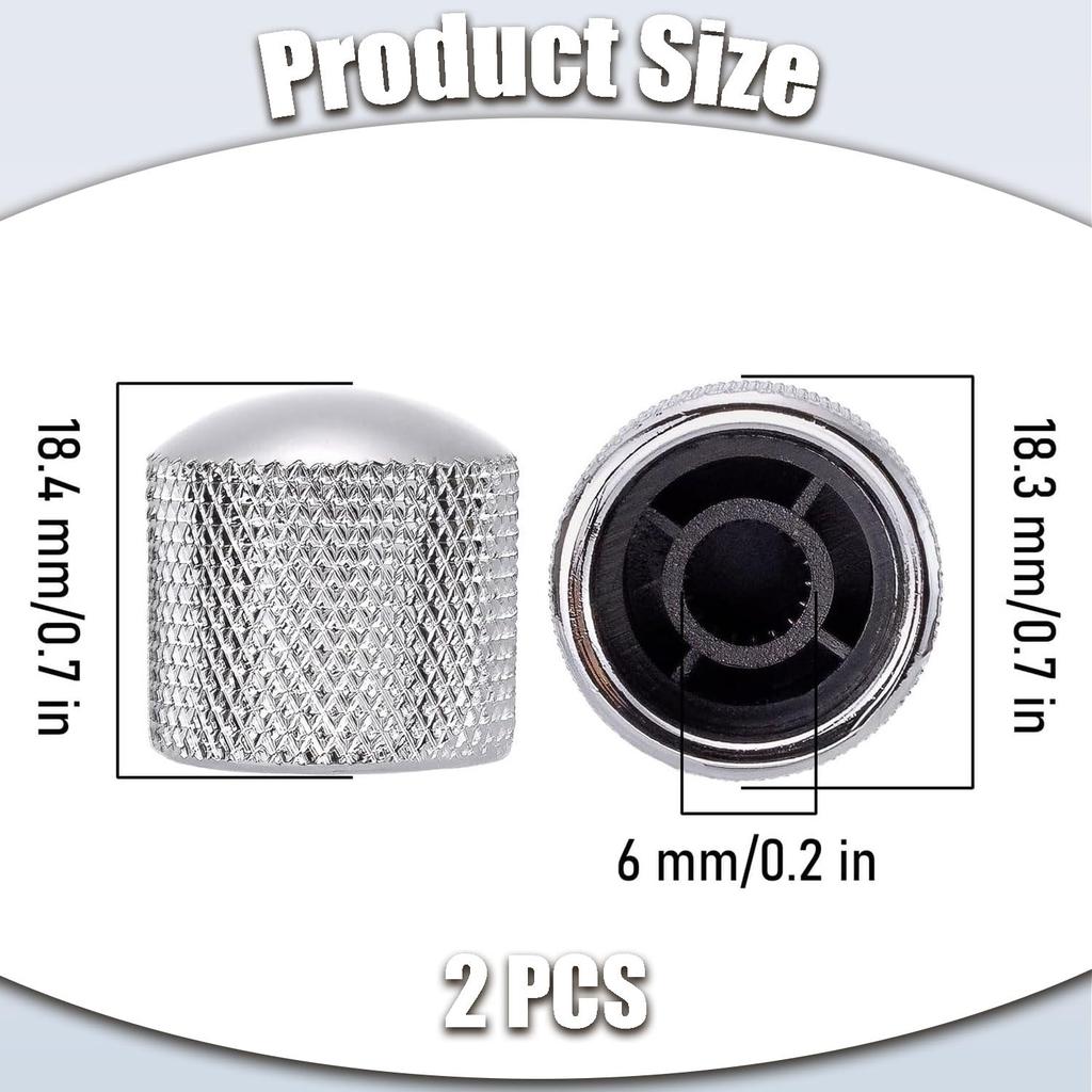 LvYiLinggg Guitar Volume Set of Chrome Silver Control Tone for Electric Guitars and Basses Knobs, 2, Metal, Knobs, & Volume,