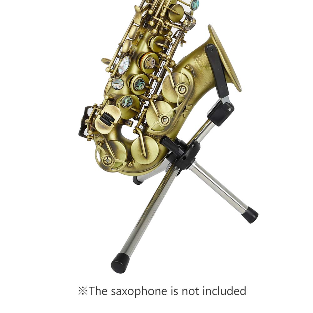 Tickas Foldable Soprano Saxophone Stand with Carrying Bag - Portable Metal Floor Stand Holder