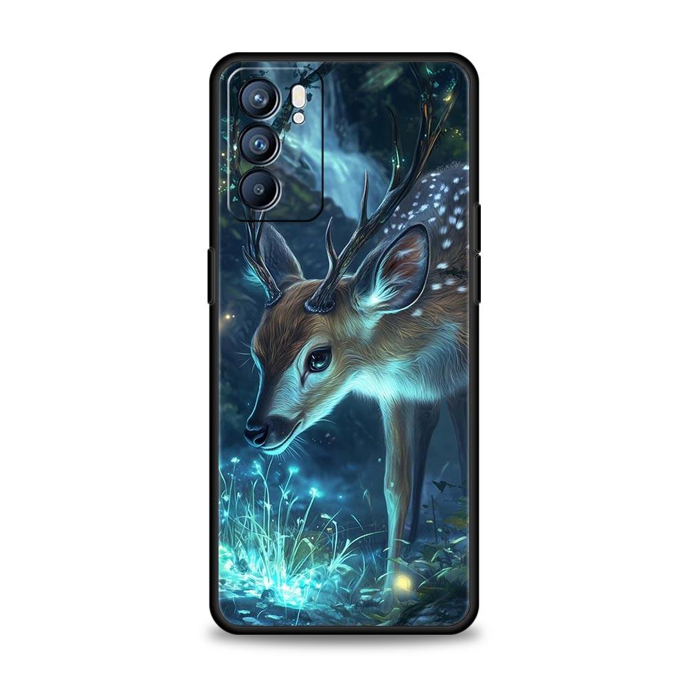 Cartoon Animal Deer Phone Case For Oppo Reno 13 12 11 10 7 F Find X5 X6 A98 A80 A79 A78 A57 A54 A31 A17 Pro 5G Soft TPU Cover