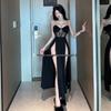 Southeast Asian Women's Strapless High Slit Sexy Evening Dress 2024