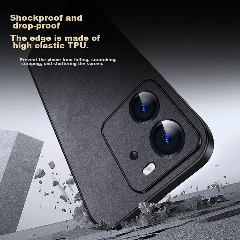 Compatible with Redmi K60 Ultra Phone Case, Shockproof Camera Protection Full Coverage Simple Luxury Leather Case for Women And Men, Black