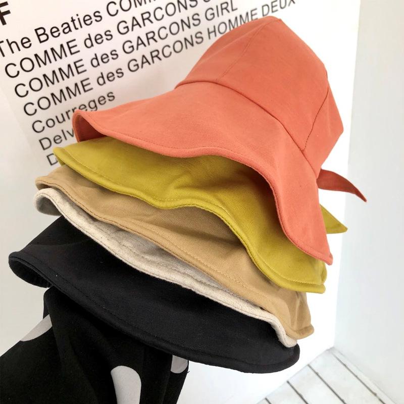 Bucket hat women's summer thin sun hat sun protection big edge cycling ponytail bow versatile trendy hat