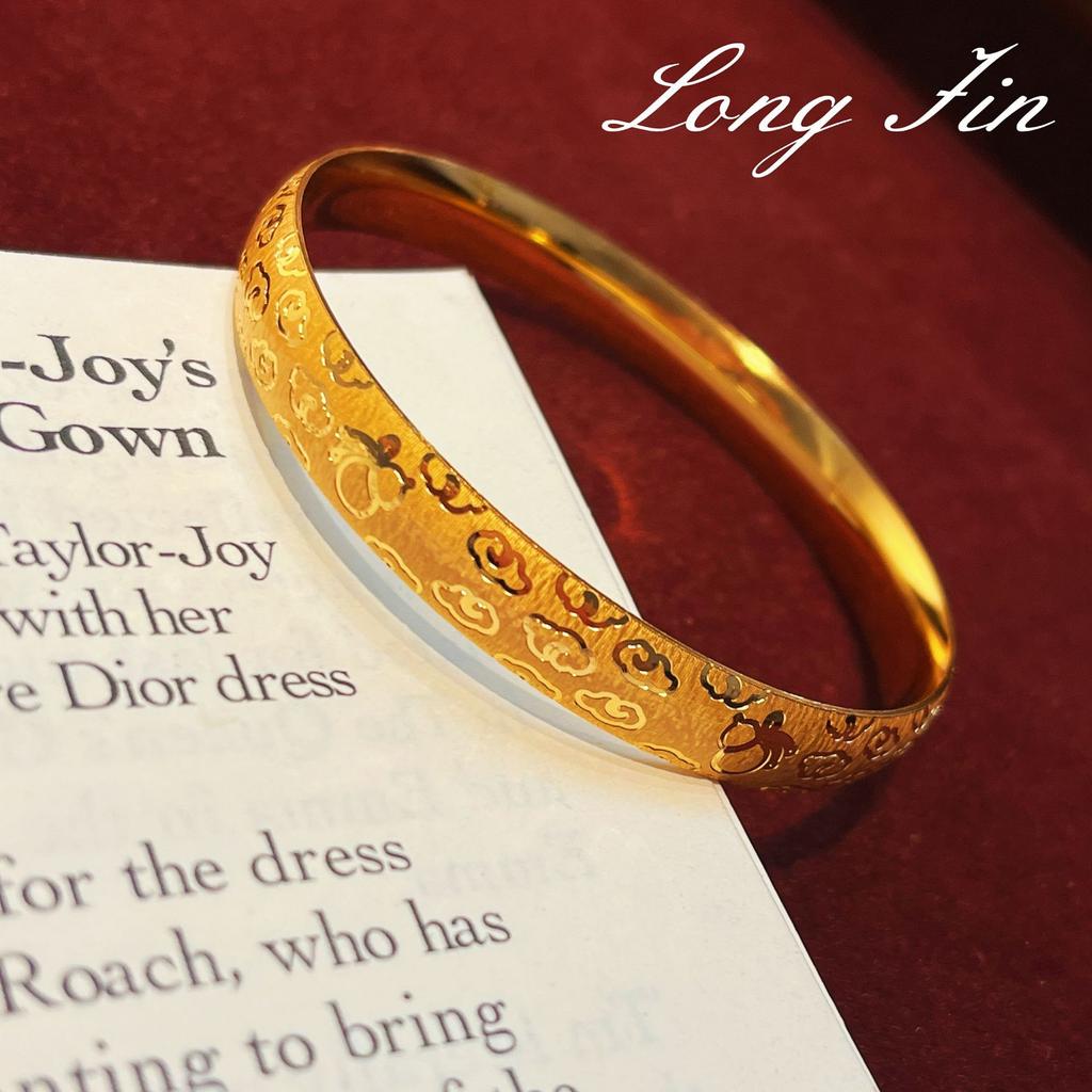 Xu Engraved Soft Light Bracelet Persimmon Pattern Auspicious Cloud Pattern Closed Opening Light Luxury Bracelet Live Broadcast Special Supply