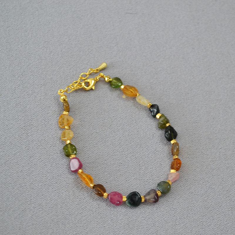 

Неправильное красочное ожерелье из бусин турмалина в форме желейных бобов для женщин