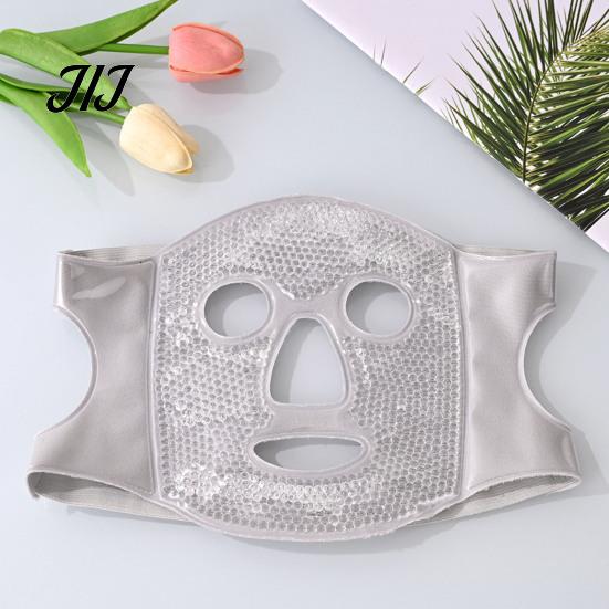 Portable Ice Bead Face Mask Gel Mask, Hot Cold Therapy Eye for Post Reusable Pack Surgery Recovery, 3D Contoured Cooling Heating with Adjustable Strap