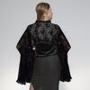 Lace Trimmed Gothic Bridal Flared Sleeve Shrug For Special