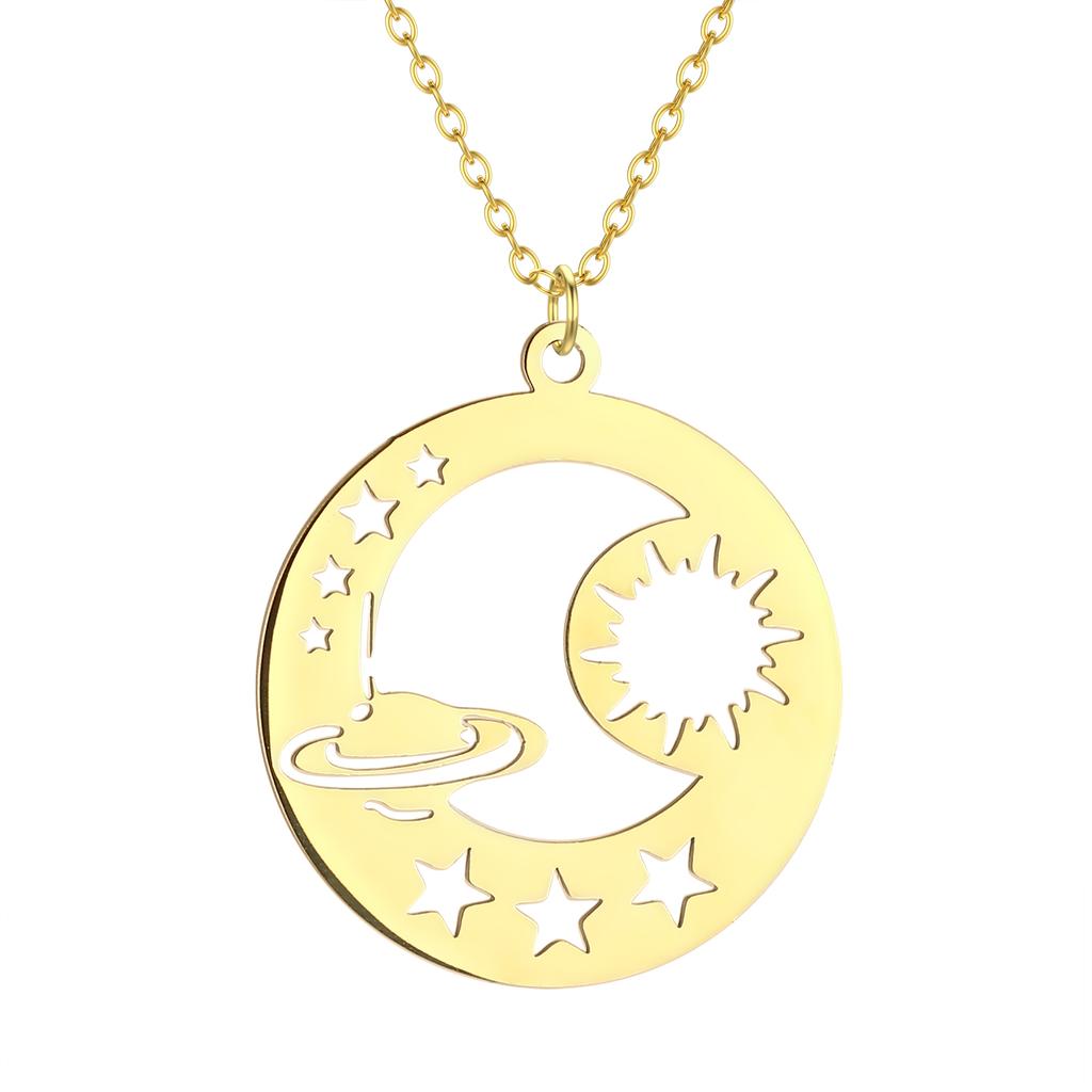 Kinitial Cactus Saturn Planet Infinity Lips Bird Landscape Sun Mountain Stainless Steel Pendant Necklace For Women Jewelry Gift