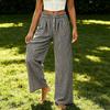 Women's Loose Fit Wide Leg Pants with Elastic Waist and Button Pockets Plaid Print Casual Trousers
