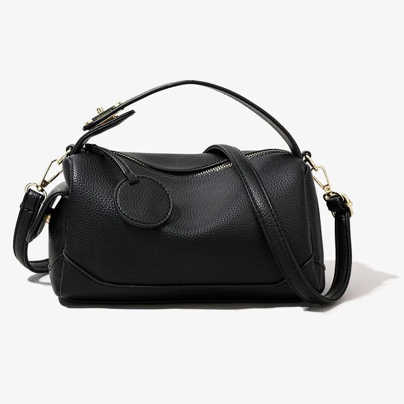 Feminine Pendular Boston Bag  Monochrom  Abnehmbarer Riemen  Schulter Crossbody Tasche  Großes Fassungsvermögen  Weiche Tasche  Hohe Qualität  Mode