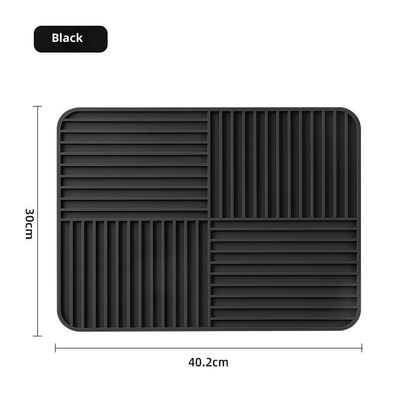 1Pc Foldable Dish Drying Mat Silicone Drain Mat For Kitchen Tableware Non-slip Drying Pad Dish Drain Mat Quick Draining For Home