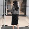Fashionable Short Coat for Women  Elegant Black Plaid Blazer