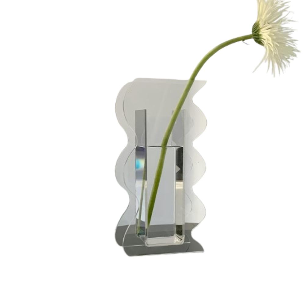 

Wave Shape Floral Container Pot Acrylic Flower Jar INS Hydroponic Vases Living Room чистый