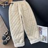 Plus Size Korean Fashion Autumn Winter Women Basic Pants High Waist Beige Brown Thick Warm Trousers Lace Patchwork Ladies' Harem Pants
