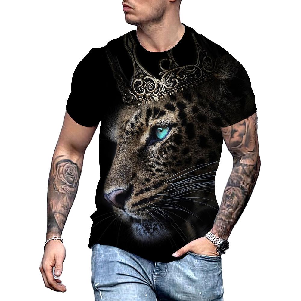 Pánske tričko Lion Fighting Tričko 3D Animal Beast Fierce Print Tričko s krátkym rukávom Oversized Tops Tričká Tričko Pánske značkové oblečenie