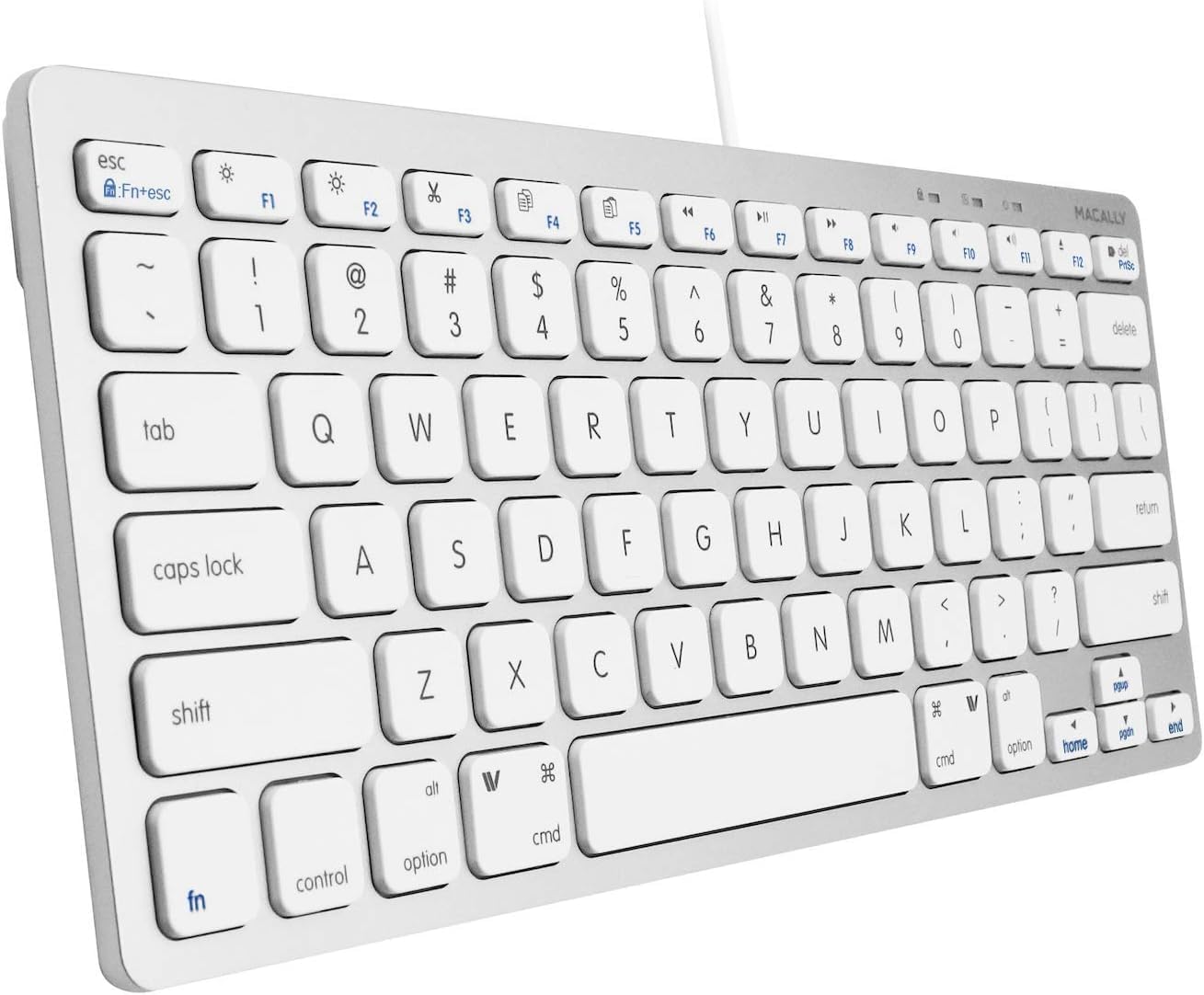 

MACALLY Wired Mac Keyboard, Compact, US Layout, Compatible with Mac and Windows, Quiet, Scissor Switch (Pantograph), Full-Size, 78 Keys, Perfect for