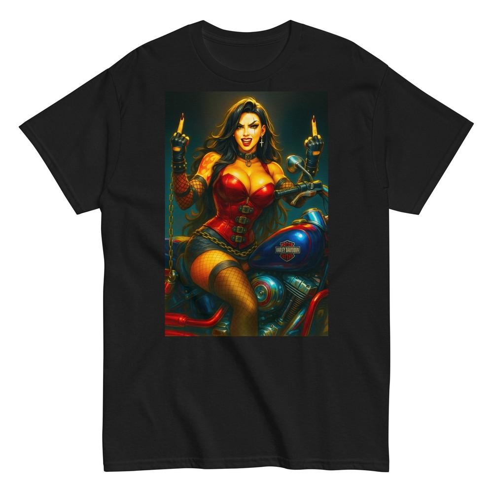 Hot Anime Biker Chick, Motorcycle Girl Hentai Sexy Manga Waifu Unisex T-Shirt