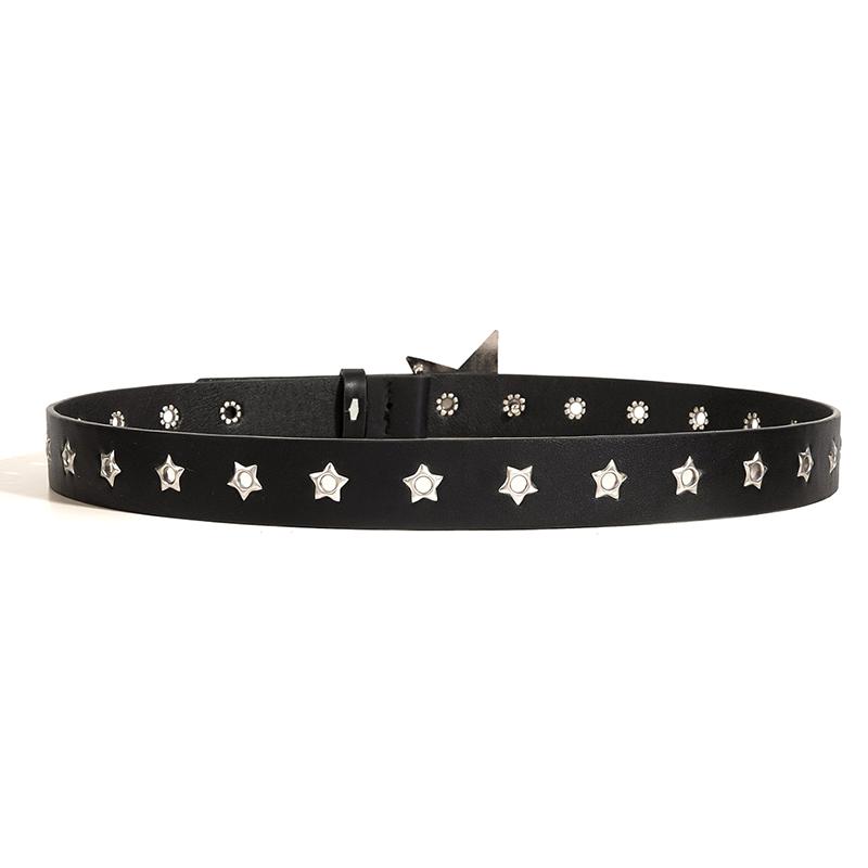 Punk Style Rivet Star Porous Personality Belt Decoration European And American Style Versatile Pin Buckle Belt