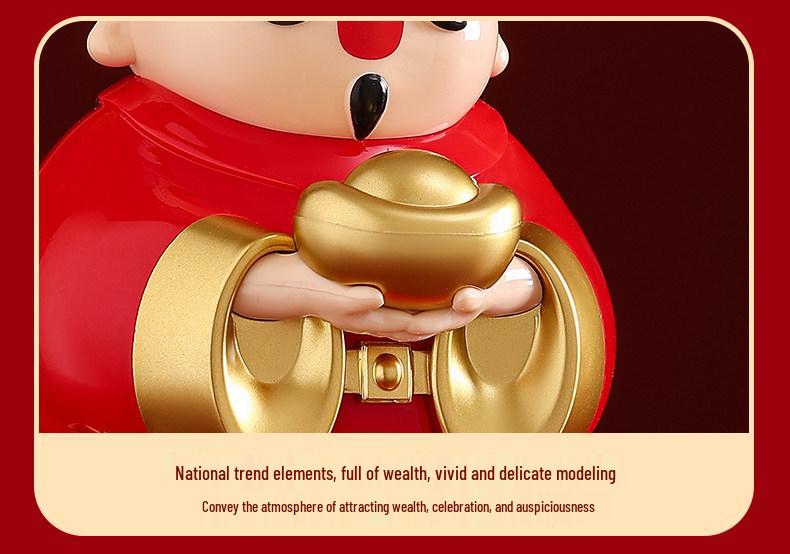 2026 Solar-Powered God of Wealth Shaking Head Ornament – Car, Office, Home Gift for Attracting Wealth