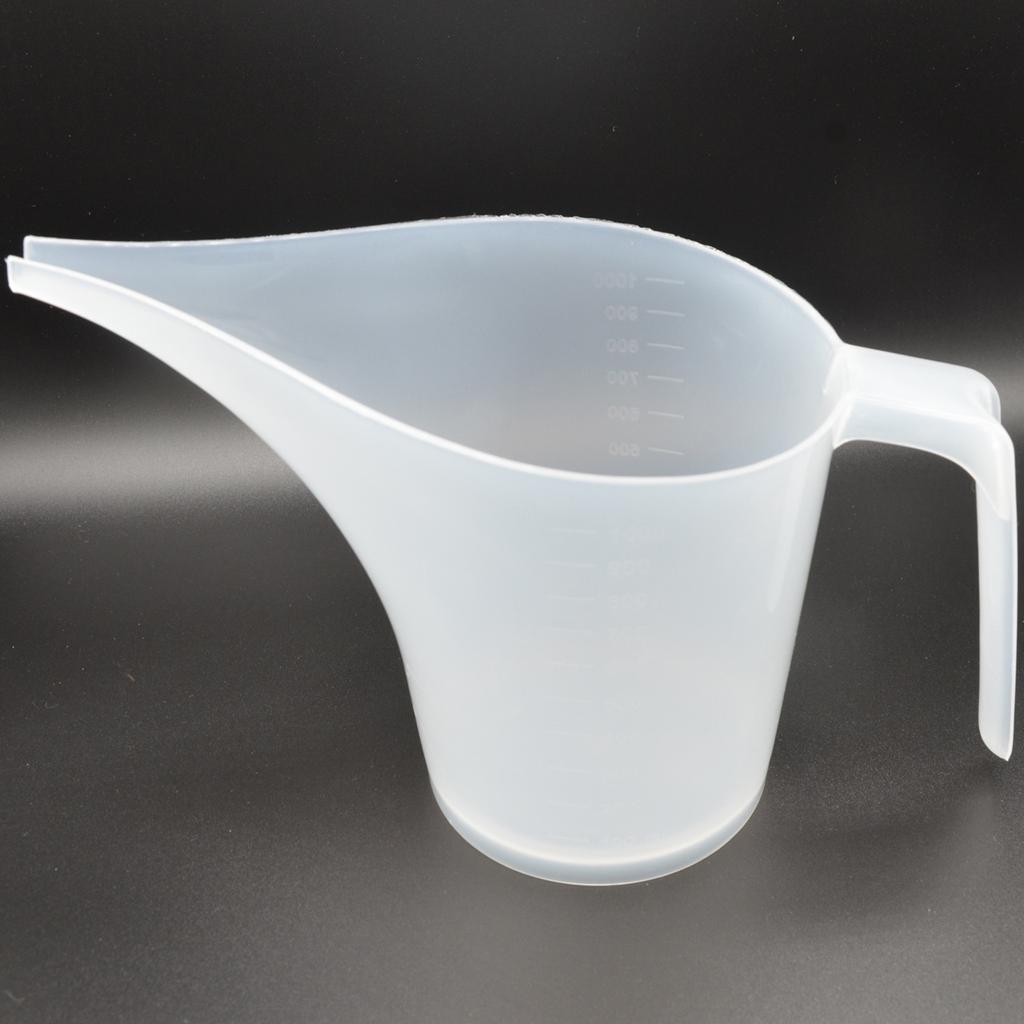 Easy Pour Measuring Cup with Funnel Spout Clear Plastic 1L Pastry Cake Making