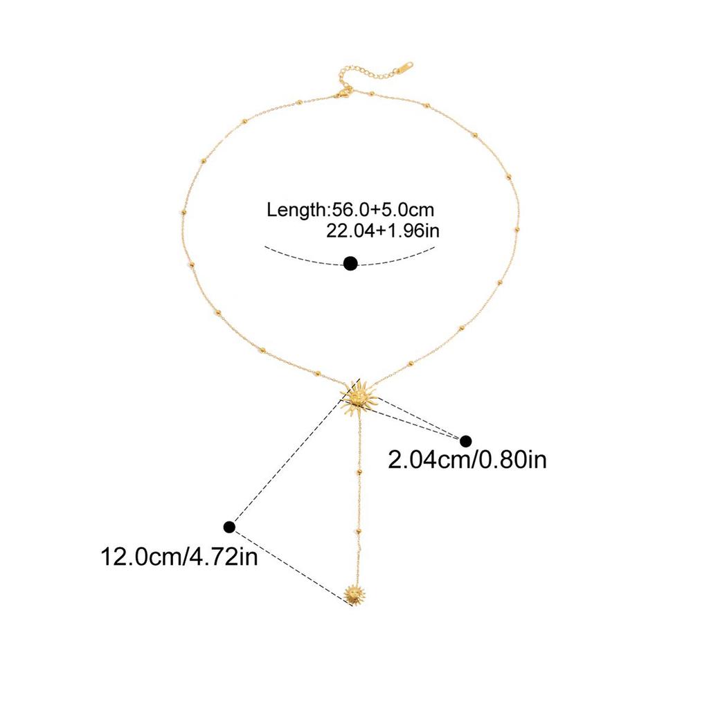 Yori Smiley Sun Pendant Y-Shaped Chain for Women High Quality Stainless Steel 18 K Metal Texture Choker Necklace Anniversary