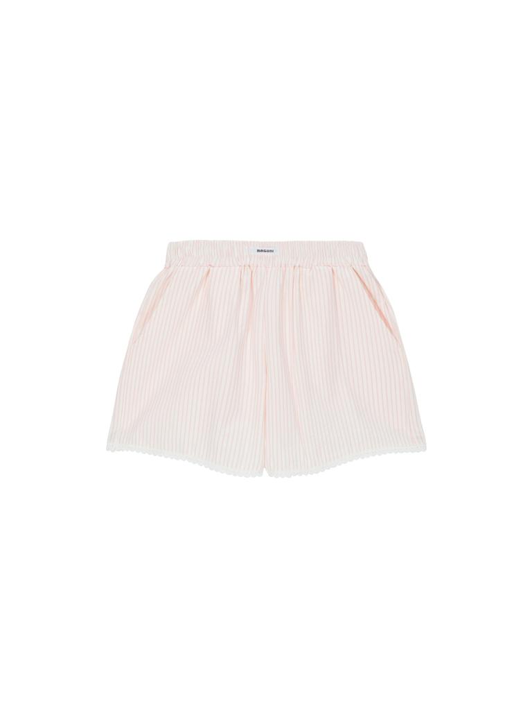 SALAD BAGUNI Lace Hem Seersucker Shorts - Pink