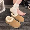Gentle fairy wind one-word button Mao Mao shoes, new comfortable flat-bottomed velvet with skirt in autumn and winter 2025, single shoes for women