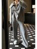 Autumn Winter Cross-Stitch Knitwear: Soft Sweater with Large Lapel & Wide-Leg Pants - Women's Casual Loose Two-Piece Set