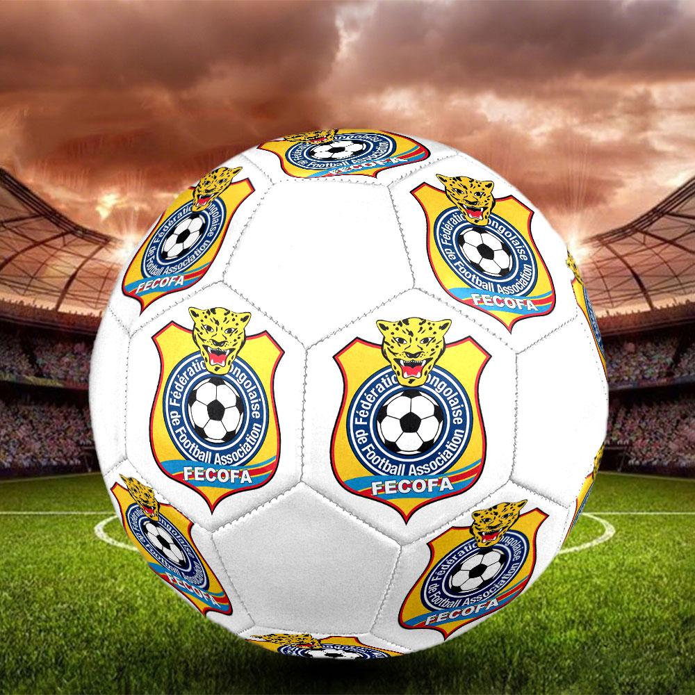 Congo DR national football logo Size 5 Soccer Ball, Machine-Stitched PVC, Durable & High Bounce, All Ages Fit, fan merchandise, matches & outdoor use.