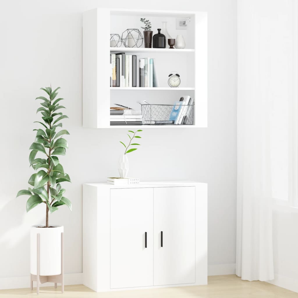Vidaxl Szafka Ścienna, Biała, 80X33X80 Cm, Materiał Drewnopochodny
