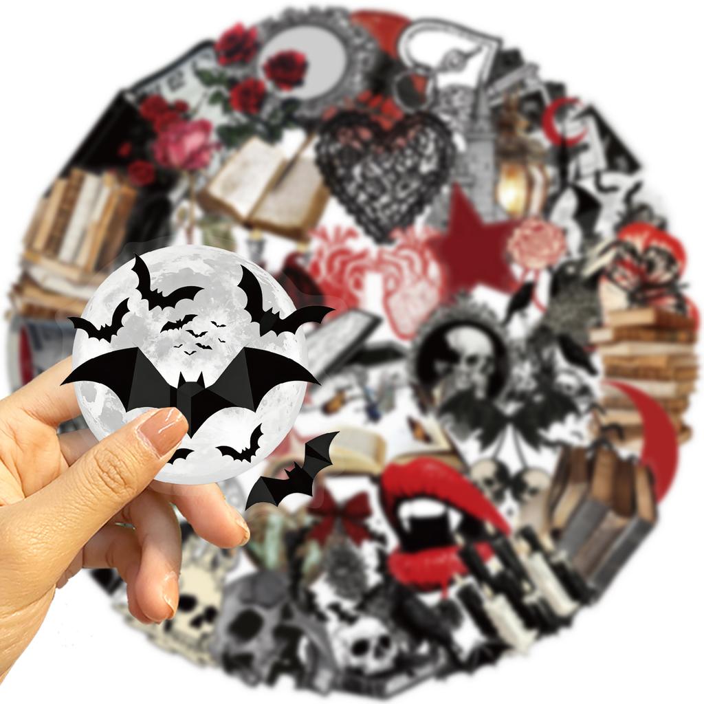 50Pcs Gothic Horror Decal Vampire Death Scary Skull Vinyl Waterproof for Laptop Phone Case Notebook Bottle DIY Stickers