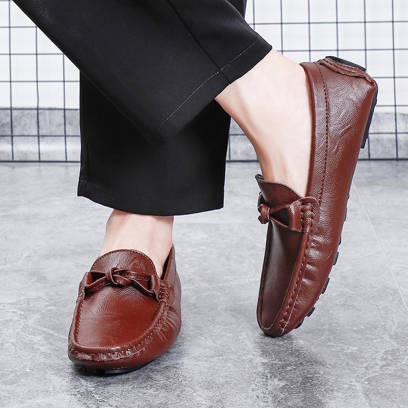 Genuine Leather Men Casual Shoes slip on fashion Luxury Brand 2024 Italian Mens Loafers Moccasins Breathable Boat Shoes men