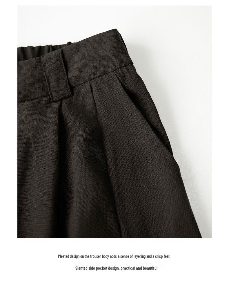 Women's Autumn Wide-Leg Commuting Pants - Tencel Linen, Pleated, Slimming, Versatile, High-End Drape