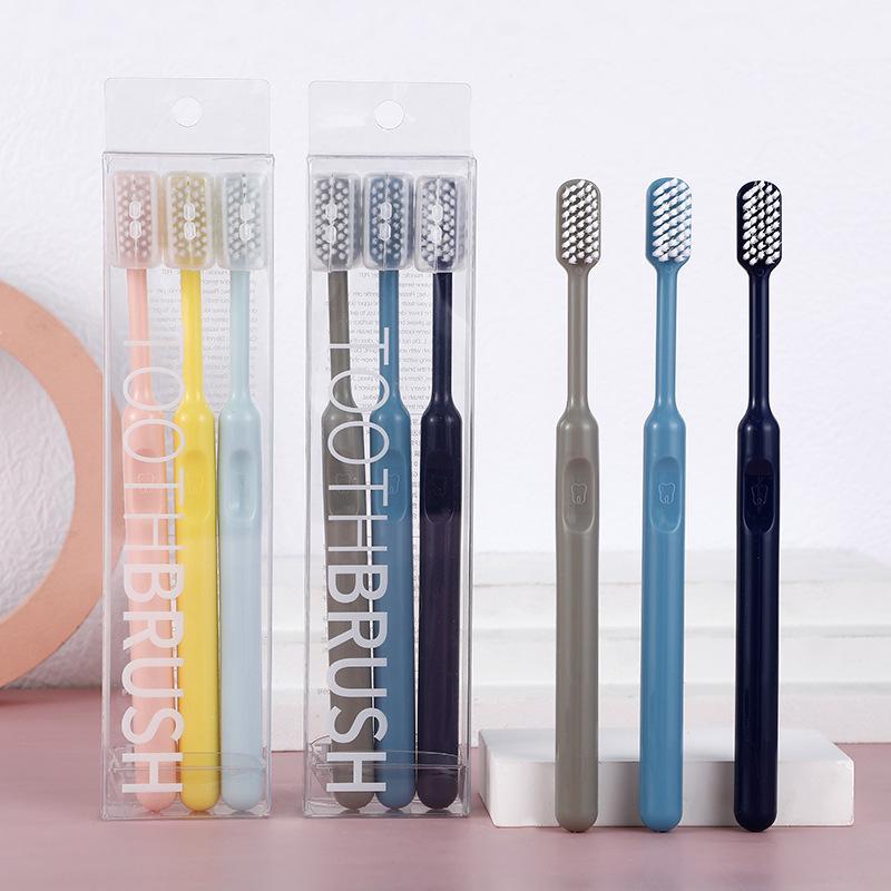 Japanese Soft Bristle Toothbrush Set, Candy Colors, Adult, 3-Pack
