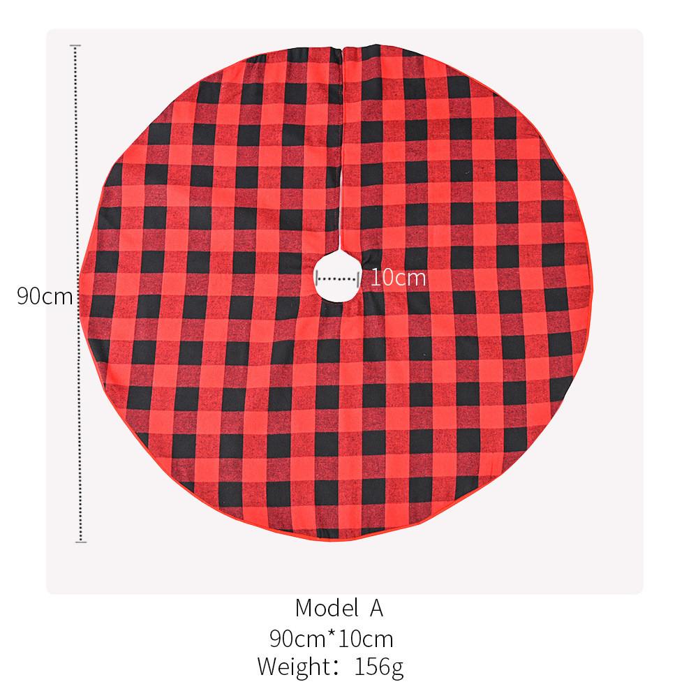 Charming Red And Black Plaid Christmas Tree Skirt 90cm Festive Holiday Decoration