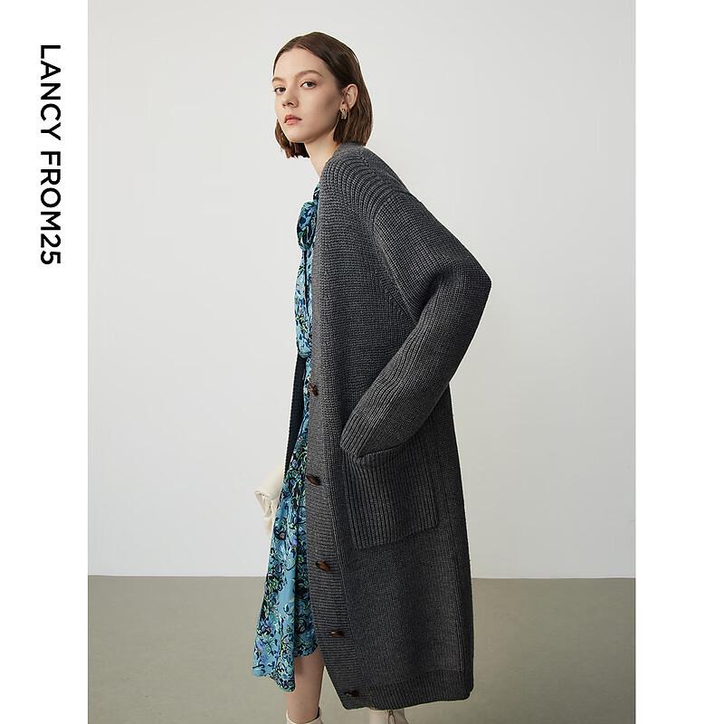 

LANCY Women s Retro V-Neck Wool Cardigan Sweater L