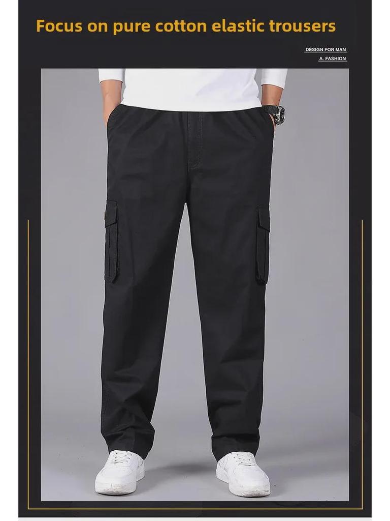 Herrars lediga sommar tunna overaller: Lösa, Raka Utomhusbyxor för Vår och Höst, Plusstorlekar Tillgängliga