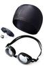 Alpinista Swimming Goggles and Cap 3 Sizes of Nose and Japanese Instructions Included Cap Set, Anti-Fog Clear, Straps, Earplugs, Case, (Textile Set)