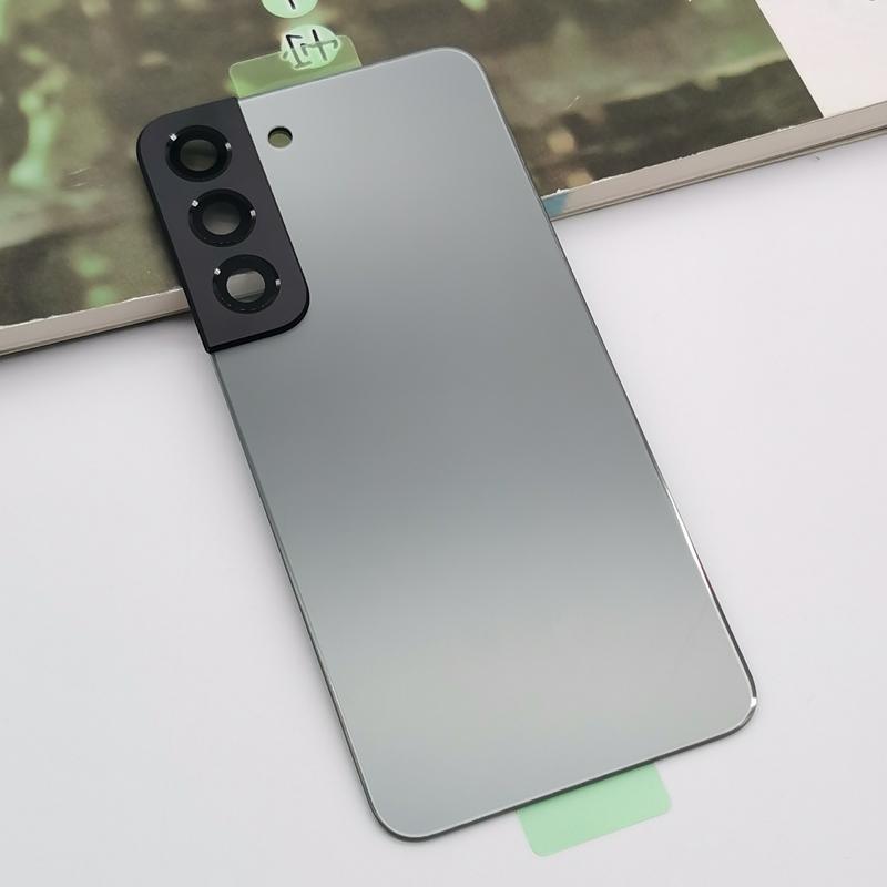 Pour Samsung Galaxy S22 Couvercle Arrière de Batterie Porte en Verre Remplacement du Capot Arrière Avec Objectif de Caméra pour Téléphone S22 S901B 5G