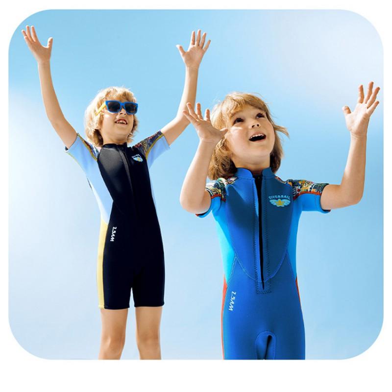 Kids 2.5mm Neoprene Wetsuit Diving Surfing Swimming Boys Short Sleeve Full Body Thermal Protection