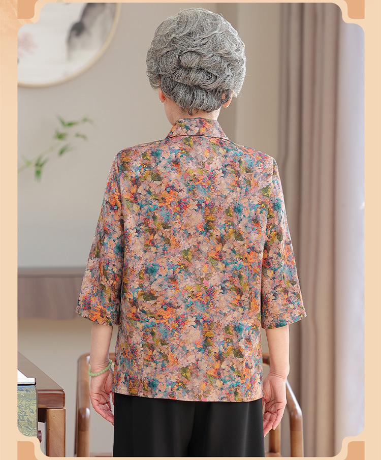 Xiangyunsha Silk Patterned Shirts for Elder Women - Stylish Summer Tops