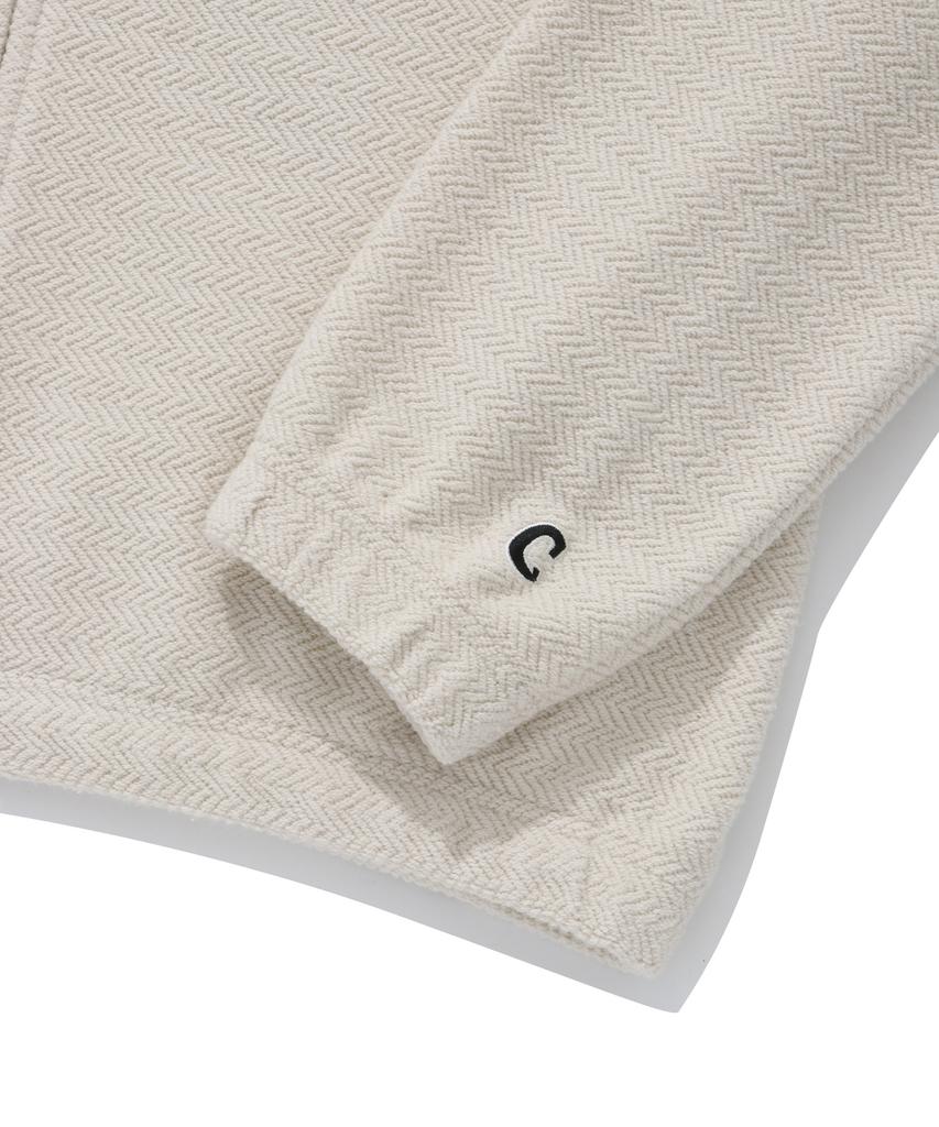 COVERNAT Herringbone Zip-Up Hoodie Oatmeal