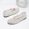 Fashion IPPEUM Mesh Ballet Flats Women Round Toe White Plus Size 43 Ballerinas Zapatos Mujer