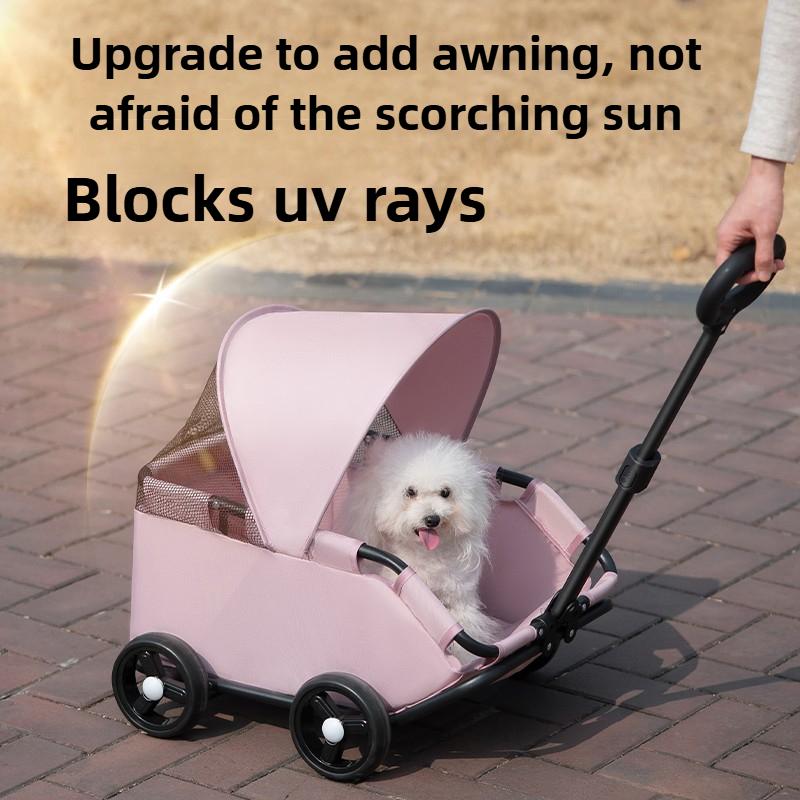 Outdoor Dog Cat Walking Cart Wheels Lightweight Foldable Camping Teddy Stroller Small Cute Sunshade Dog Stroller Pet Supplies