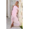 Women's Strapless Floral Print Ruffle Hem High Slit Dress, Multiple Colors