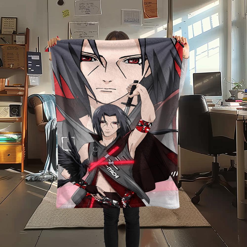Itachi Uchiha Pattern Flannel Blanket, High Quality Comfortable for All Seasons, Home Decor, Warmth and Comfort, Perfect for Gifts.