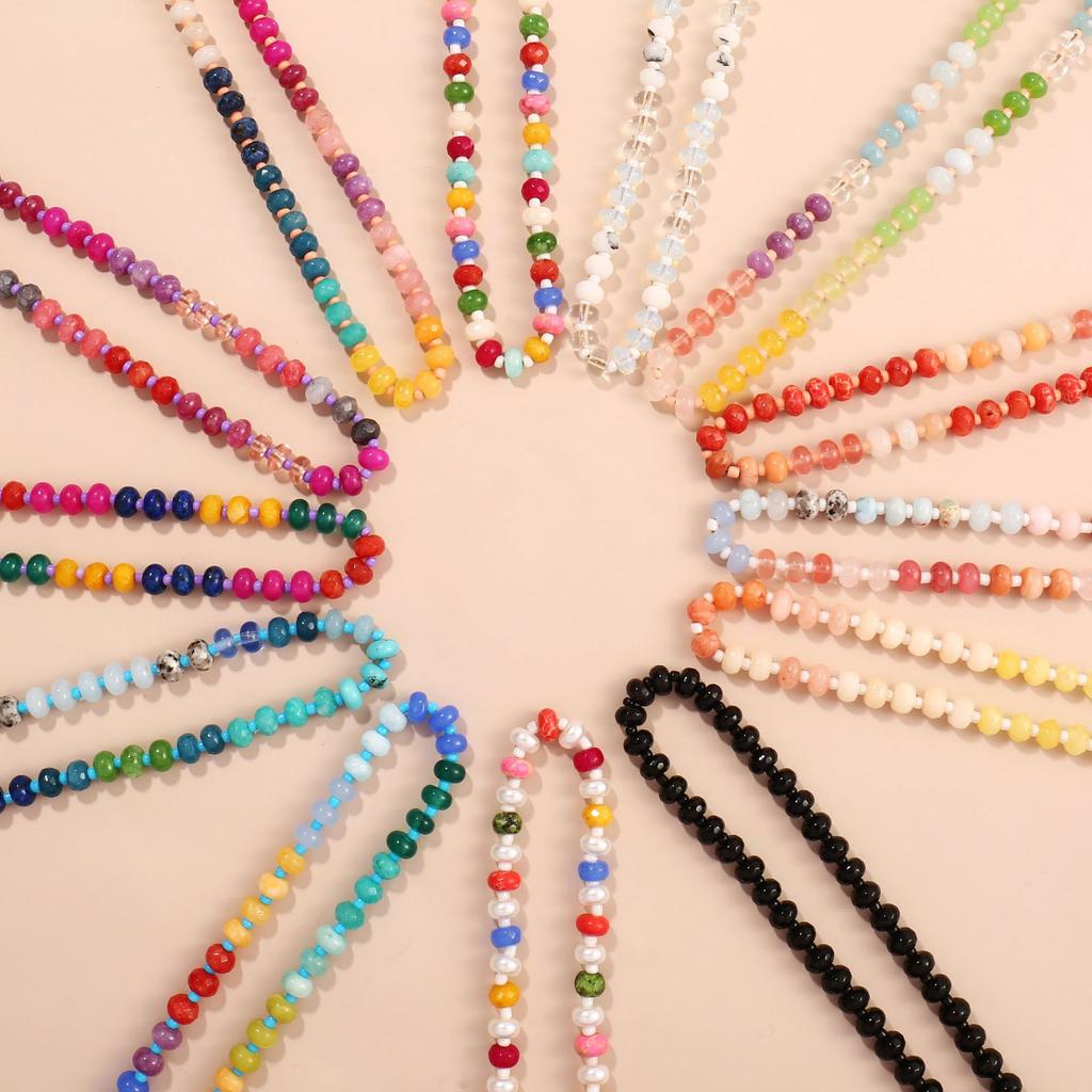 Hand Beaded Natural Stone Colorful Fashion Versatile Clavicle Necklace