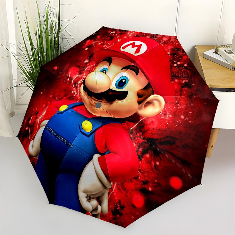 Super Mario Bros. Classic Gaming Poster Art Print Umbrella, Portable 3 Fold Compact Umbrella for Men & Women,S133