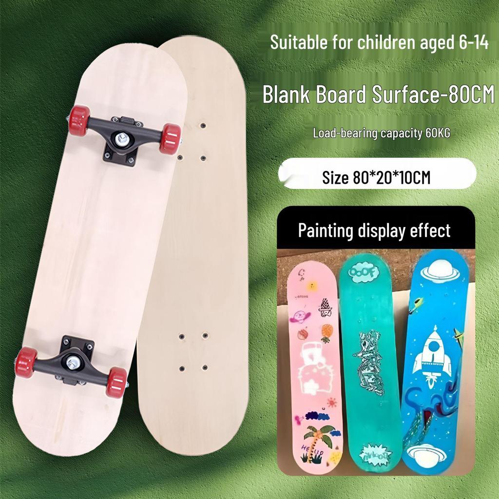 Çocuklar için Kendin Yap El Boyalı Kaykay: Çift Taraflı 7 Katmanlı Çin Akçaağacı Boş Tahta