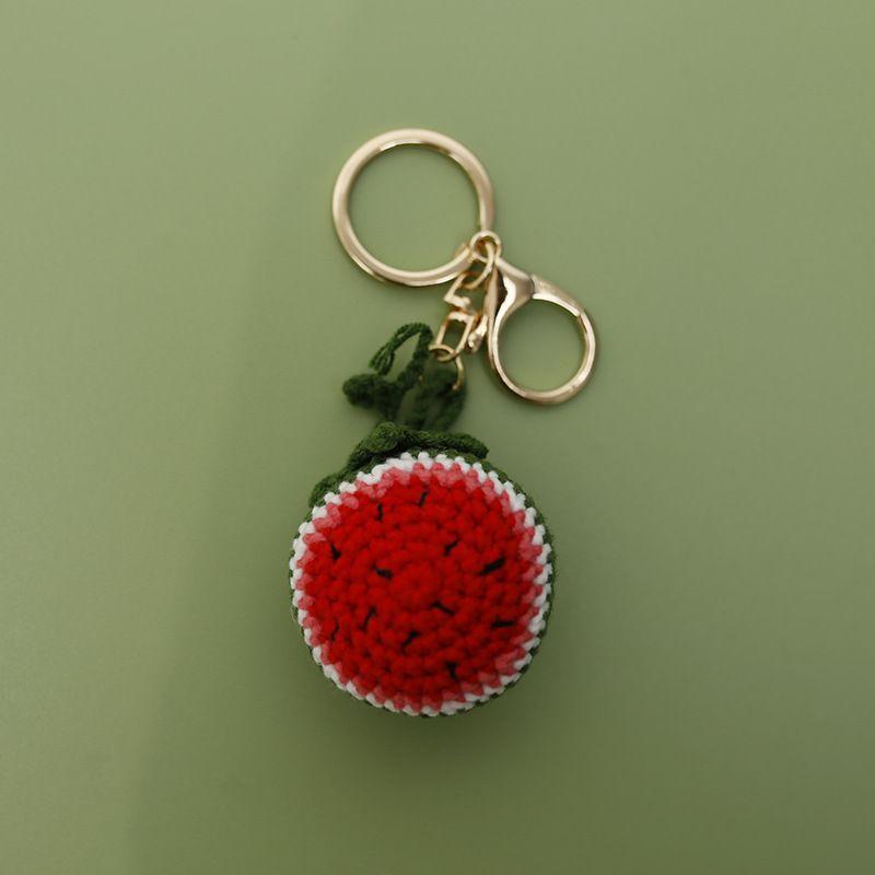 Cute Fruit Series Crochet Keychain Handmaking Knitted Strawberry Keyrings Cute Cherry Keyrings For Bag Pendant Custom Accessory