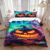 3pc Pumpkin Halloween Cover Set - 1 Quilt Cover + 2 Pillowcases, All Seasons Bedroom Setting, Perfect for Home074